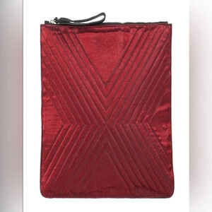 SPACE Italy Woman’s Red Wine Quilted Satin Clutch Bag X Large Oversized NWT